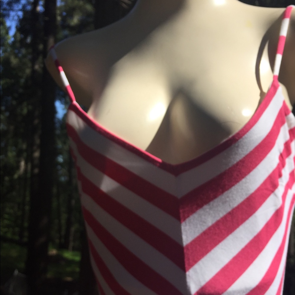 Bebe dusty rose and white striped halter sun dress - Picture 2 of 12